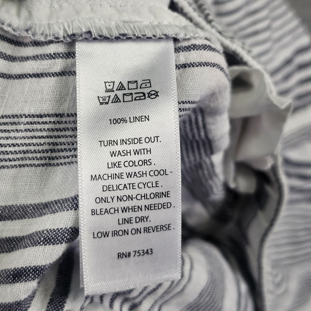 C&C California Pants Womens Medium White 100% Linen Striped Jogger Tapered - Picture 9 of 11